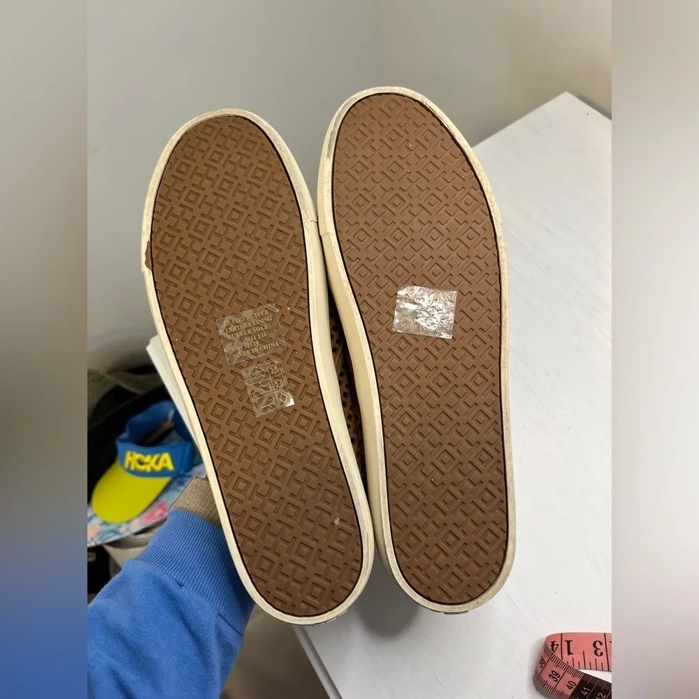 Tory Burch Jesse Suede Perforated Sneaker Tan Sz 9 Slip On